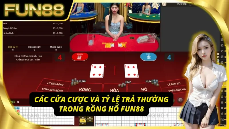 Các cửa cược và tỷ lệ trả thưởng trong Rồng Hổ Fun88